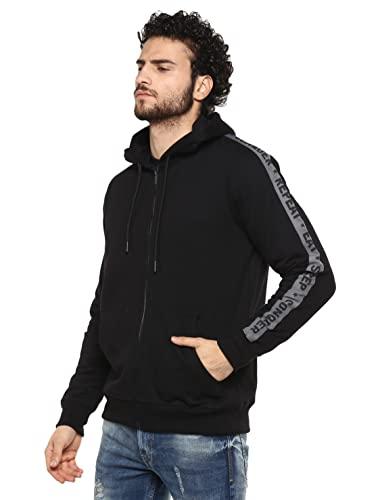 alan jones clothing men's taped cotton hooded sweatshirt (black_m)