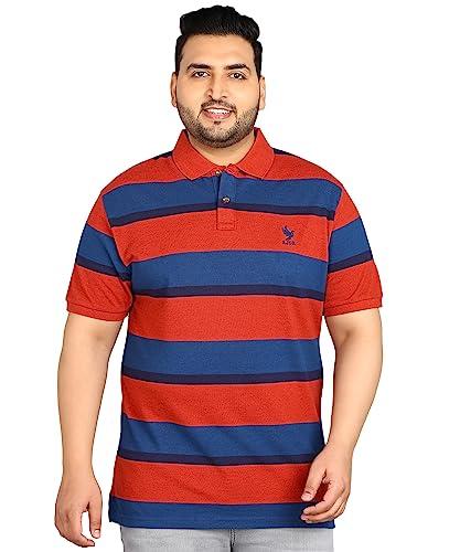 alan jones clothing striped polo collar regular fit t-shirt for plus size men (rust_5xl)