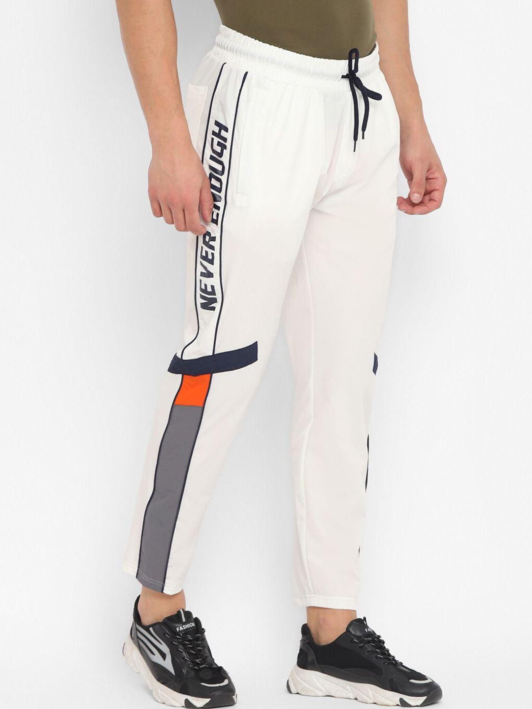 alan jones colorblocked slim-fit mid-rise track pants