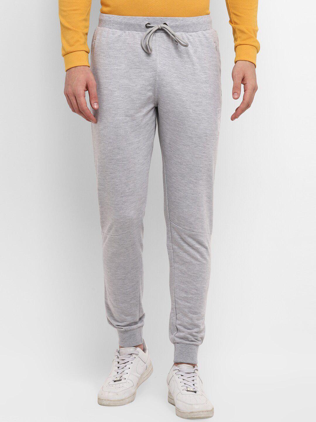 alan jones men grey melange solid slim-fit joggers