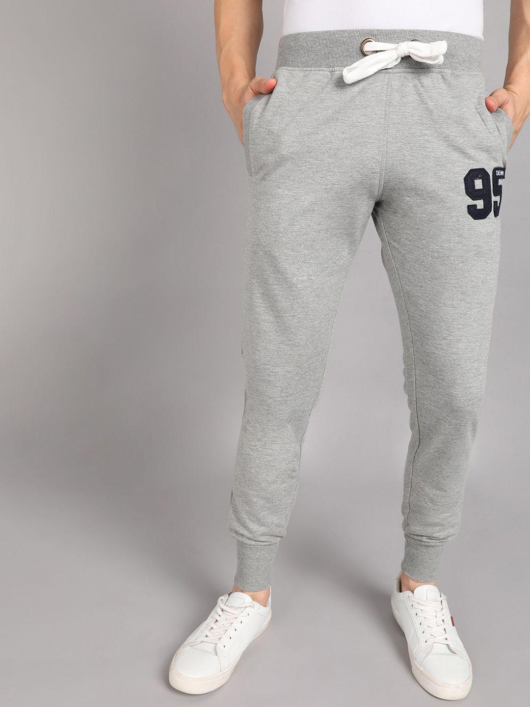 alan jones men grey melange solid slim-fit joggers