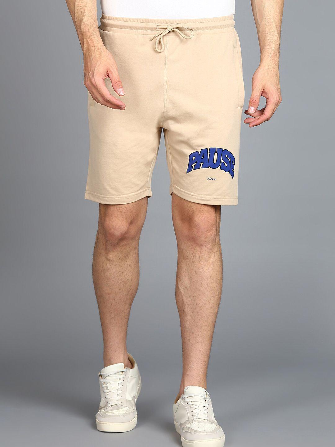 alan jones men mid-rise typography printed casual cotton shorts