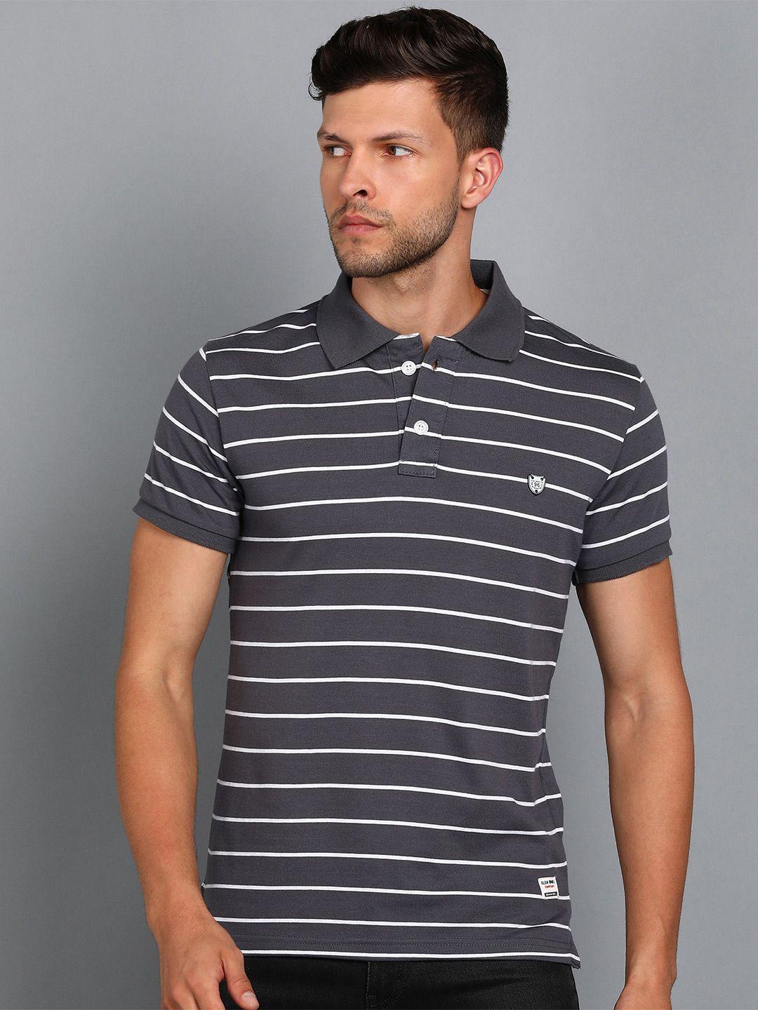 alan jones striped polo collar slim fit t-shirt