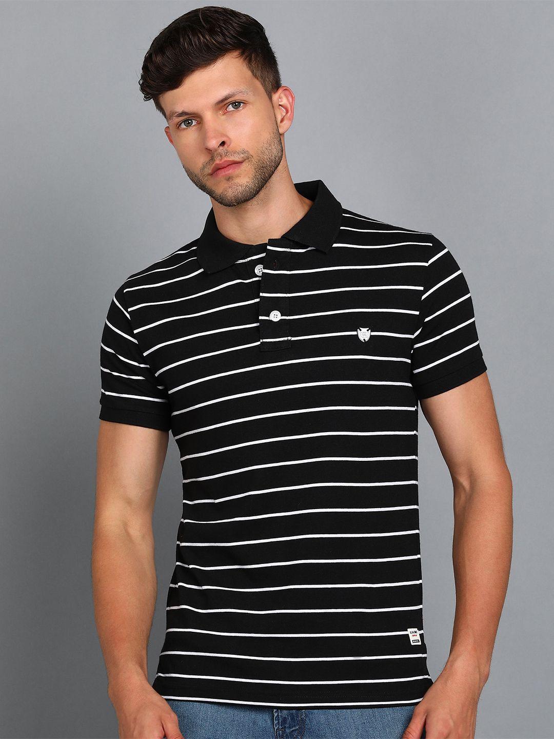 alan jones striped polo collar slim fit t-shirt