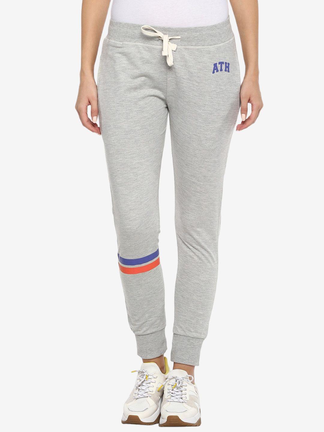 alan jones women grey melange solid slim-fit joggers