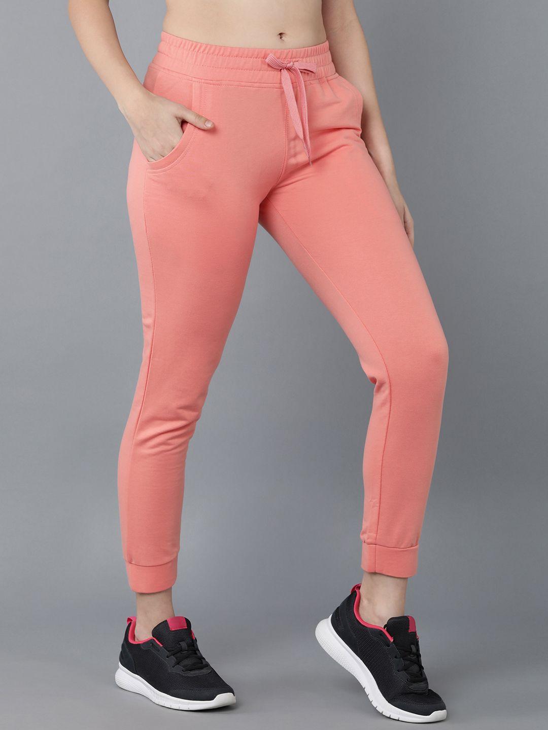alan jones women pink solid slim-fit joggers