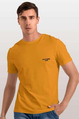 alan walker core logo round neck mens t-shirt - yellow