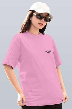 alan walker core logo round neck womens oversized t-shirt - baby pink