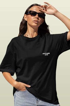 alan walker core logo round neck womens oversized t-shirt - black