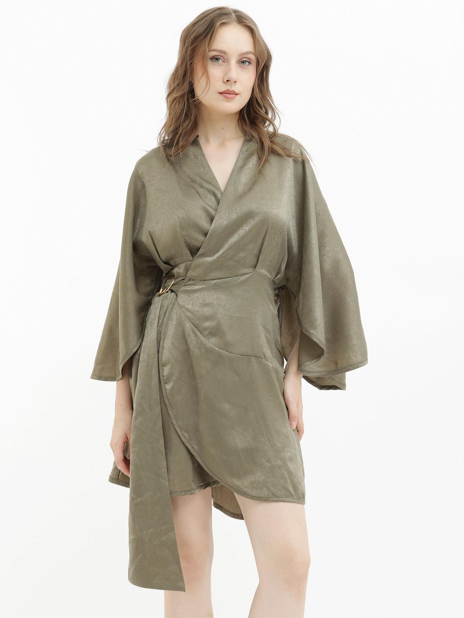 alapeno dark olive solid dress