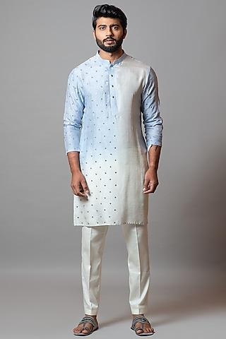 alaskan blue & ivory bamberg silk kurta set