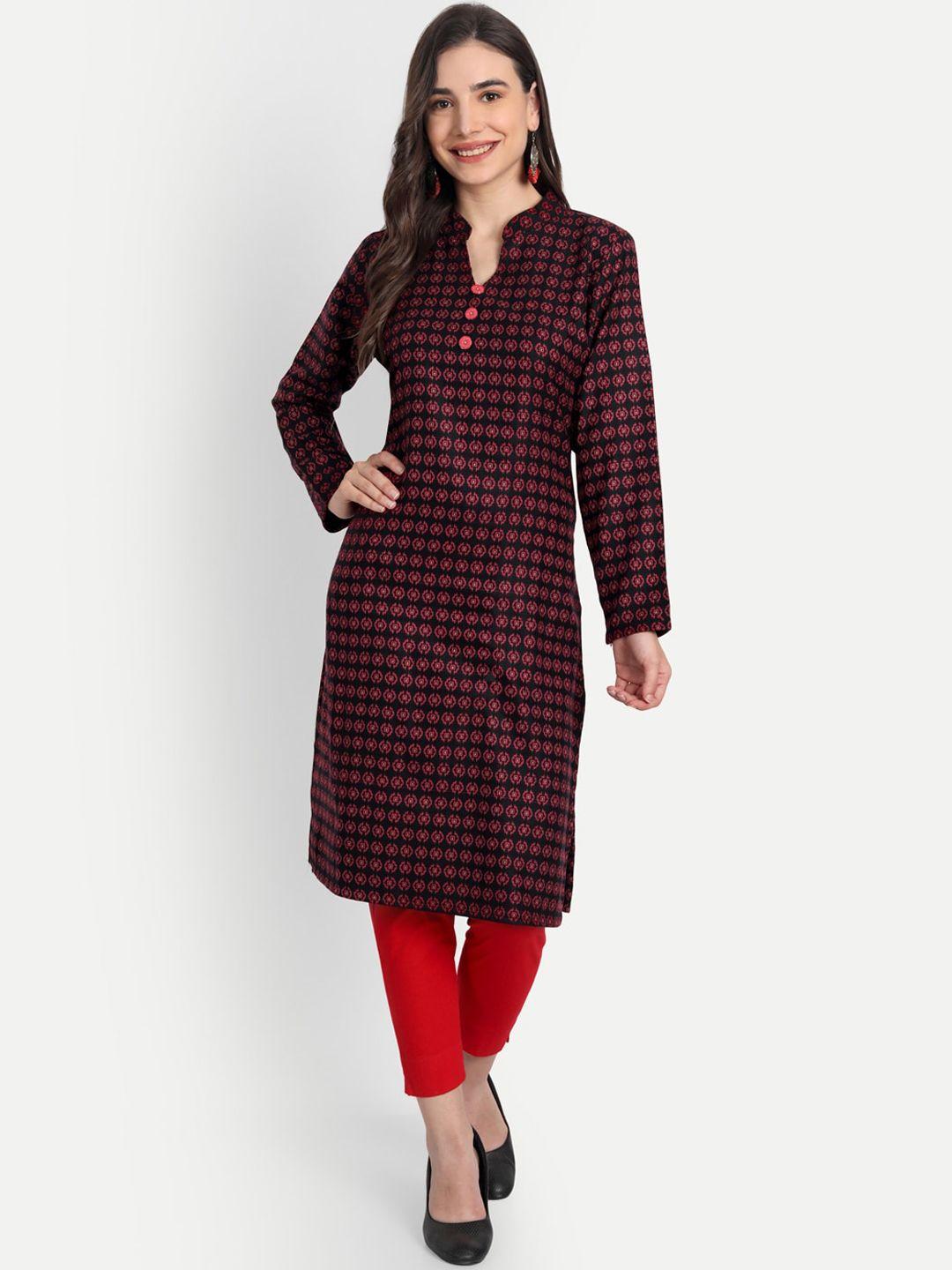 alavya women black checked woolen kurta