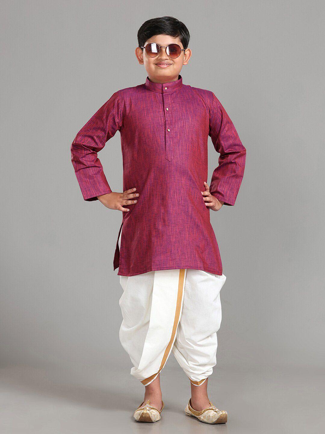 alaya boys mandarin collar kurta with dhoti pants