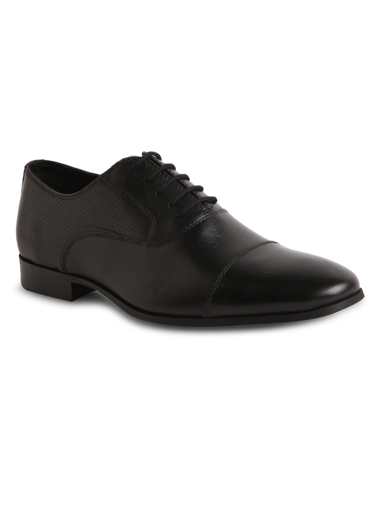 albeck leather black solid formal shoes