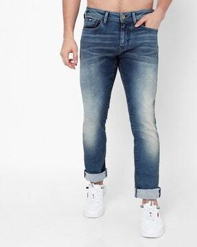albert mid-rise washed slim fit jeans