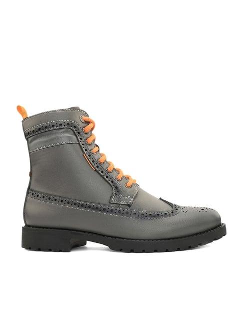 alberto torresi men's grey brogue boots