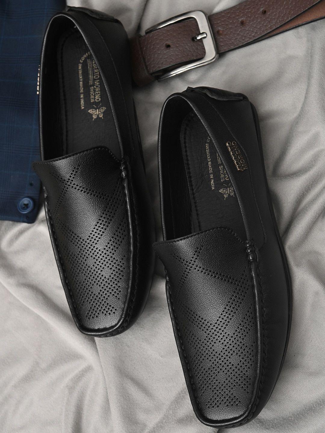 alberto moreno men black textured loafers