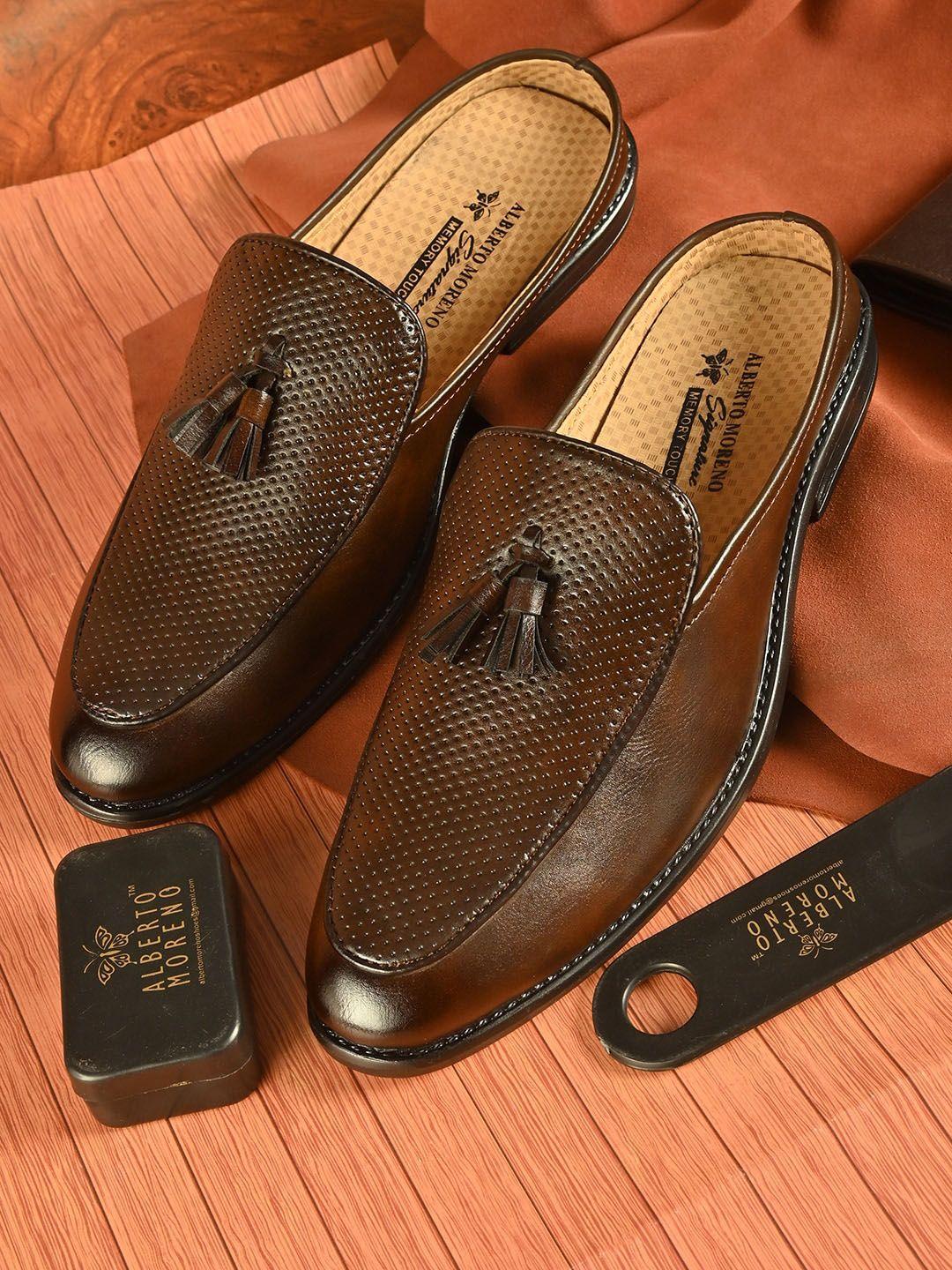 alberto moreno men brown textured loafers