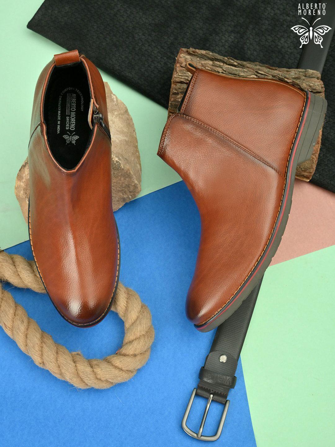 alberto moreno men tan textured flat boots
