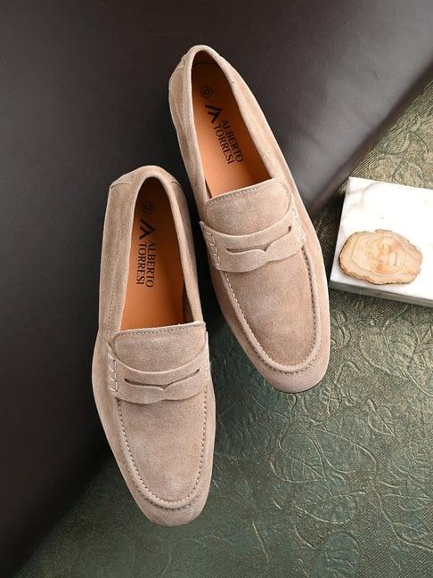 alberto torresi men's beige casual loafers