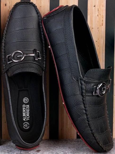 alberto torresi men's black casual loafers