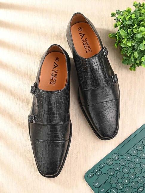 alberto torresi men's black monk shoes