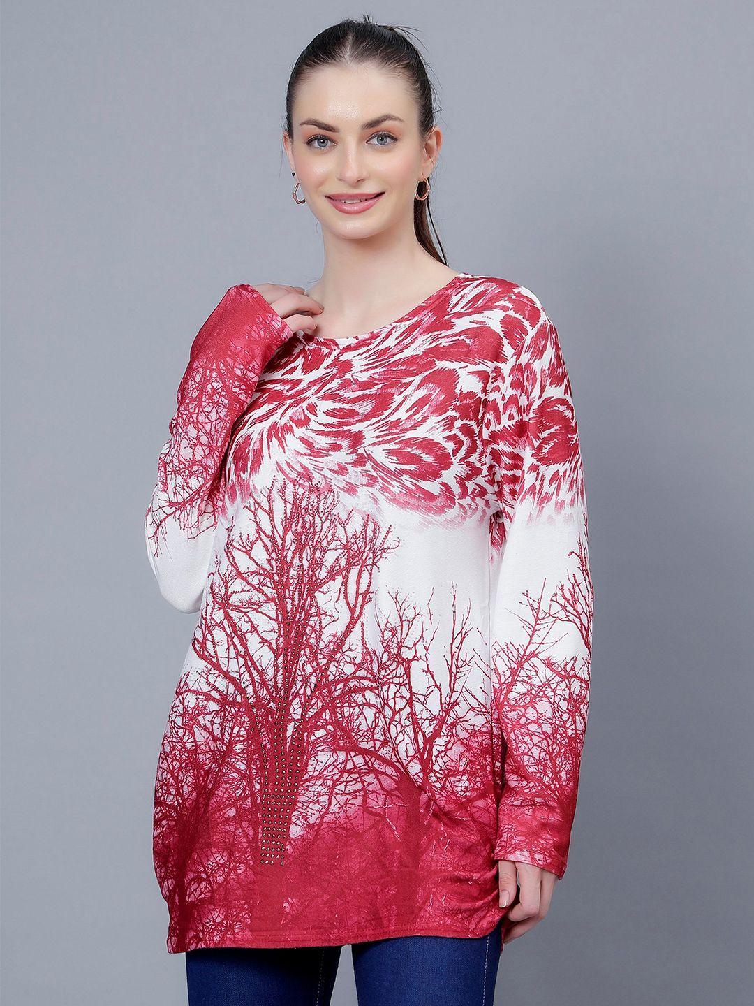 albion conversational printed round neck long sleeve tops
