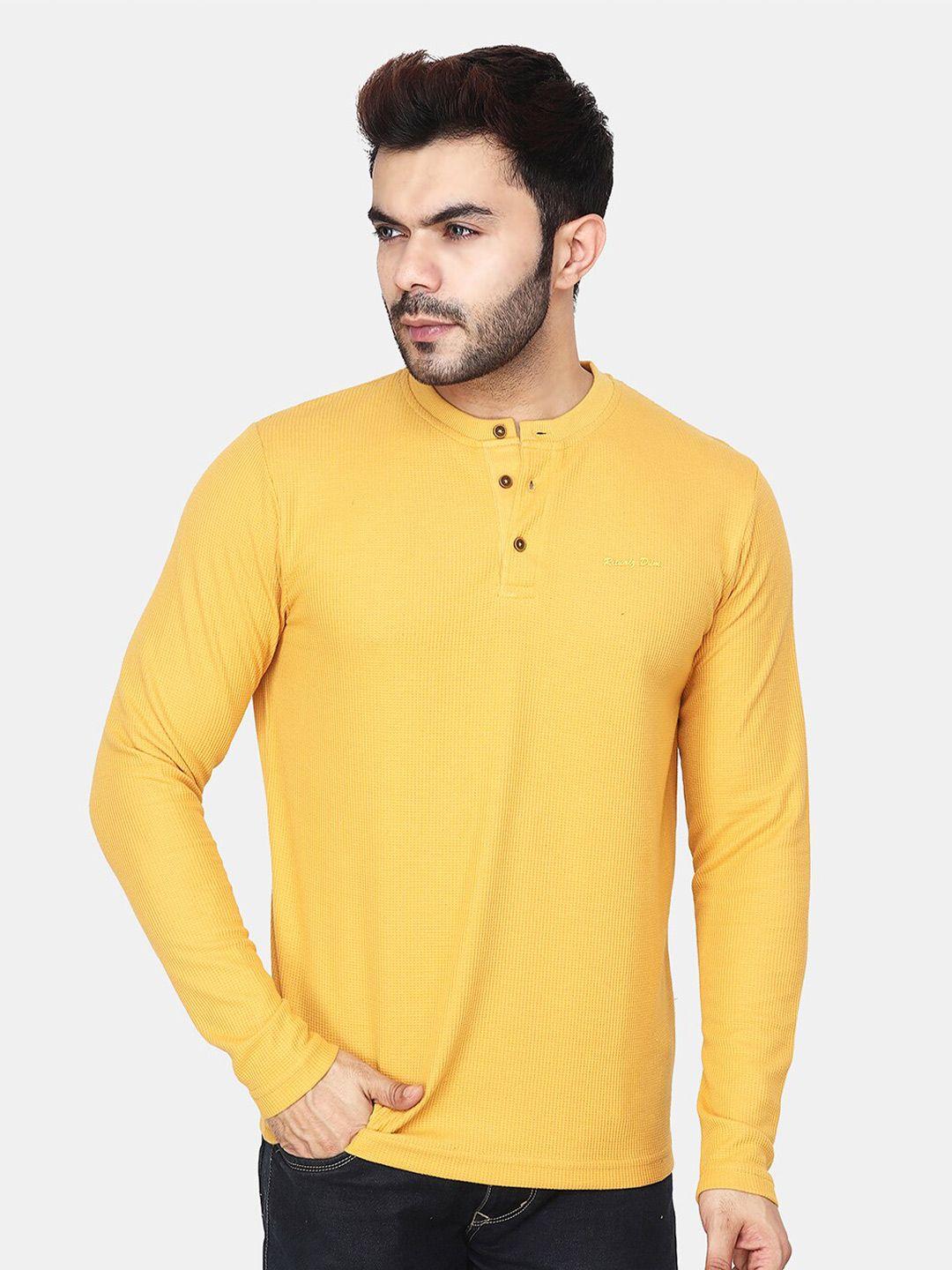 albion men mustard yellow slim fit t-shirt