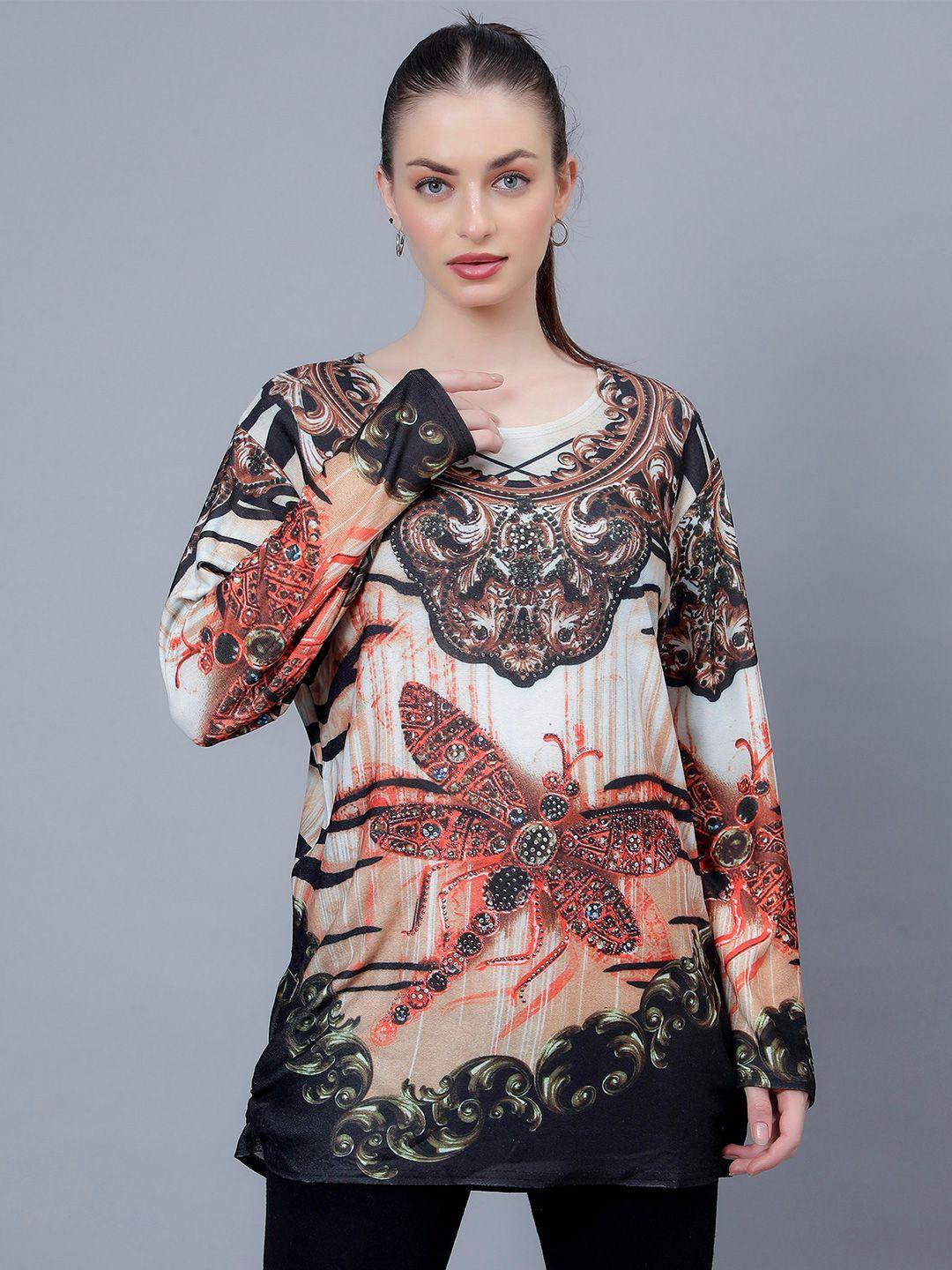 albion printed round neck boxy top