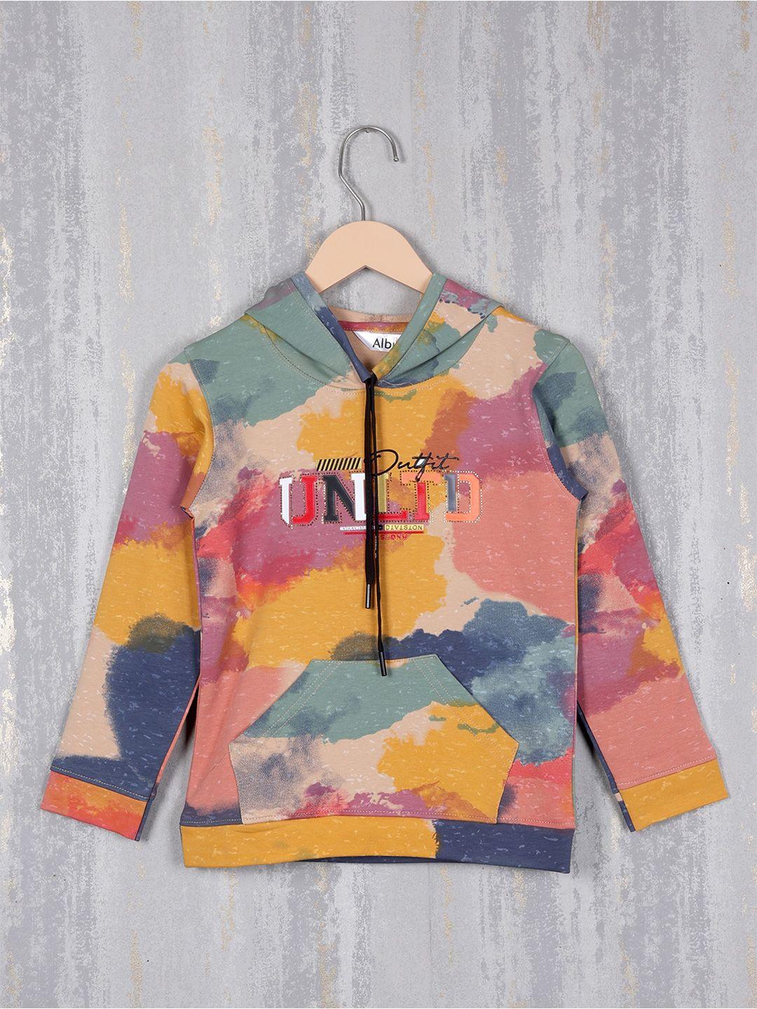 albion boys abstract printed hooded pure cotton pullover