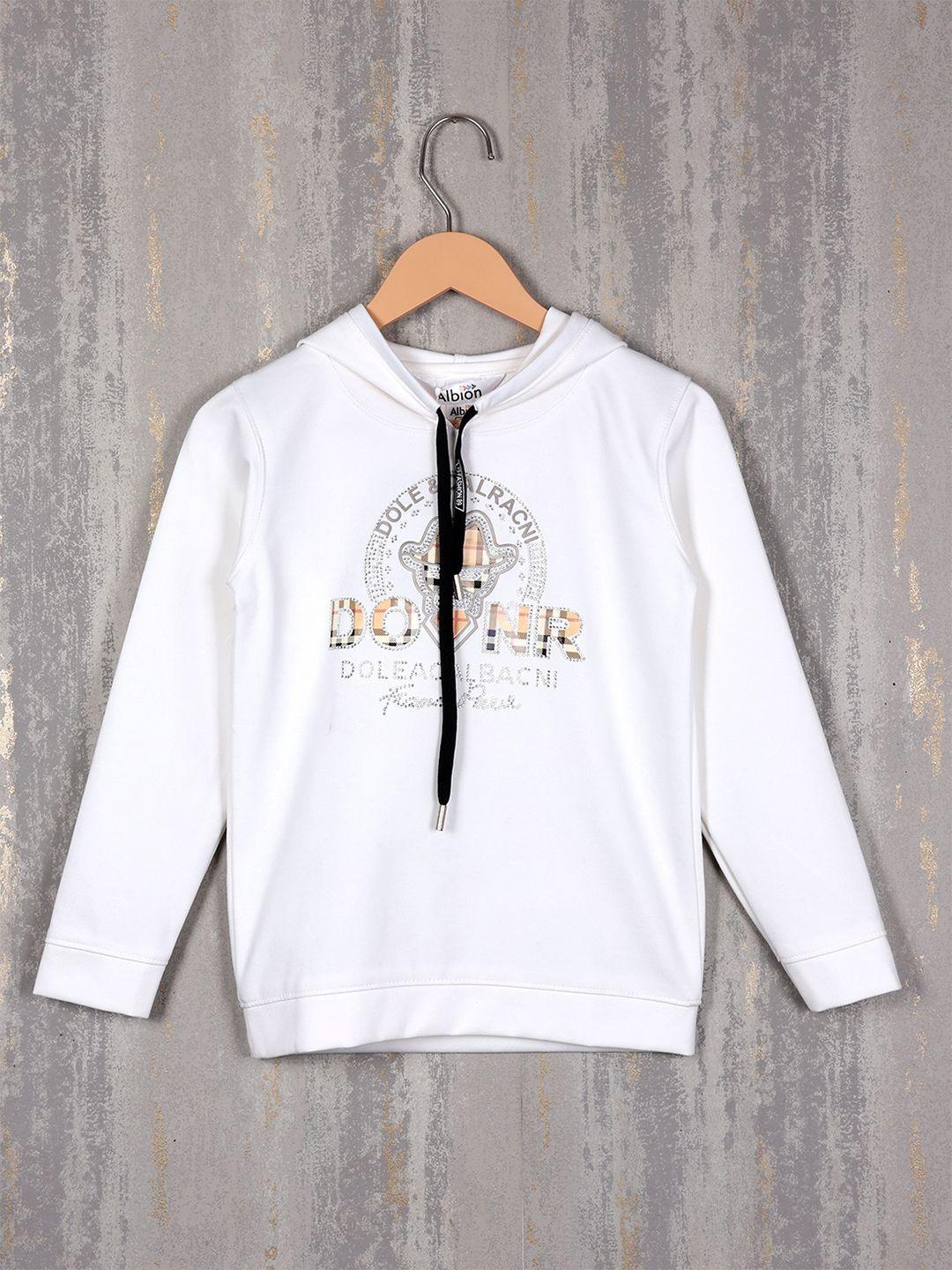 albion boys typography printed embellished hooded sweatshirt