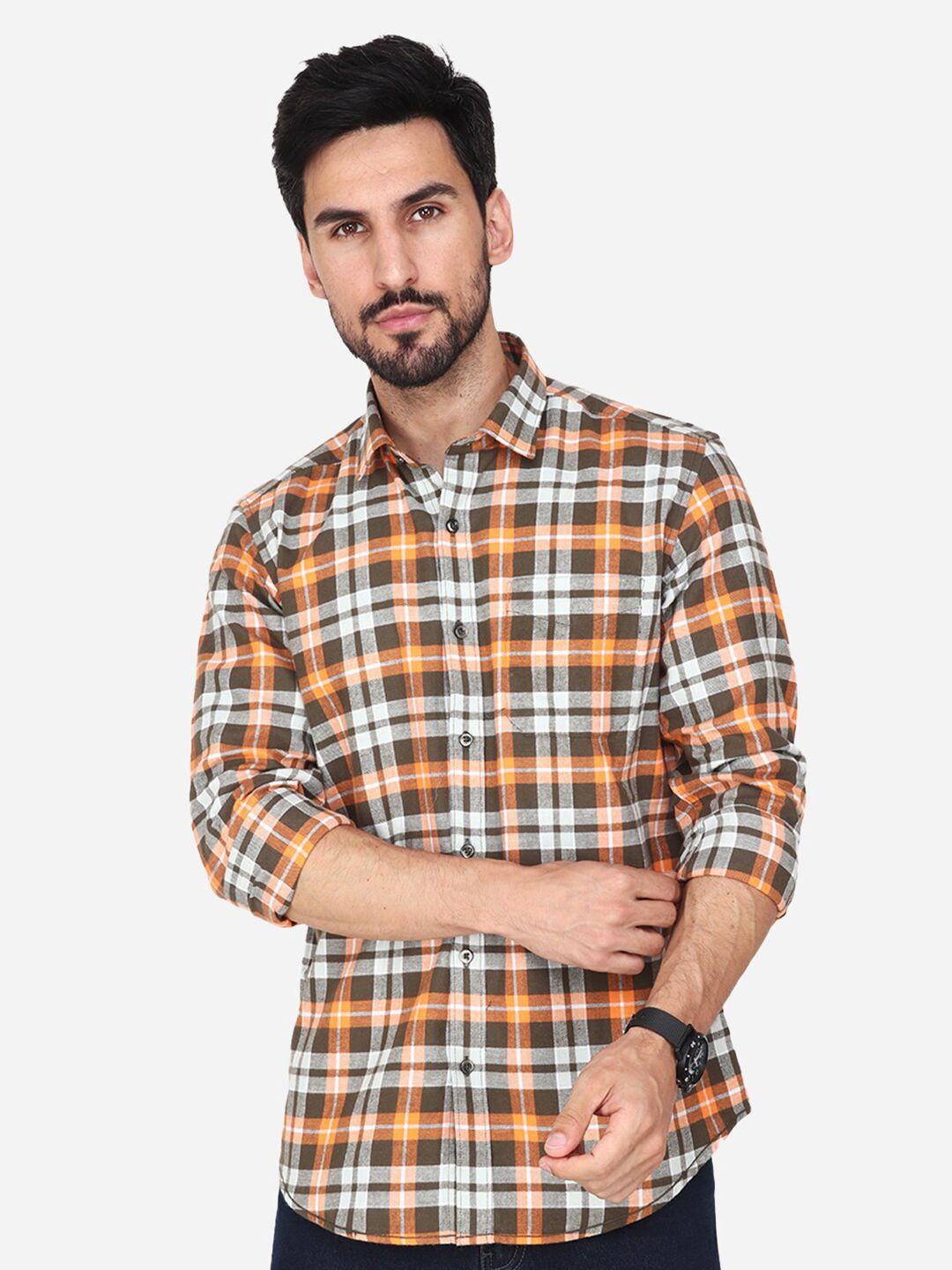 albion collar classic spread tartan checks cotton casual shirt