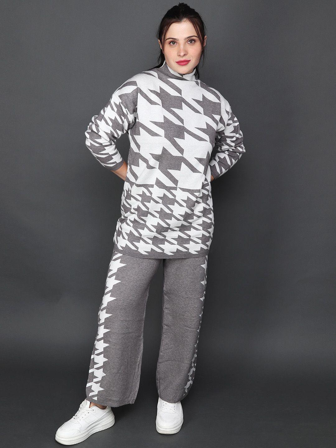 albion cotton printed high neck sweater with trouser