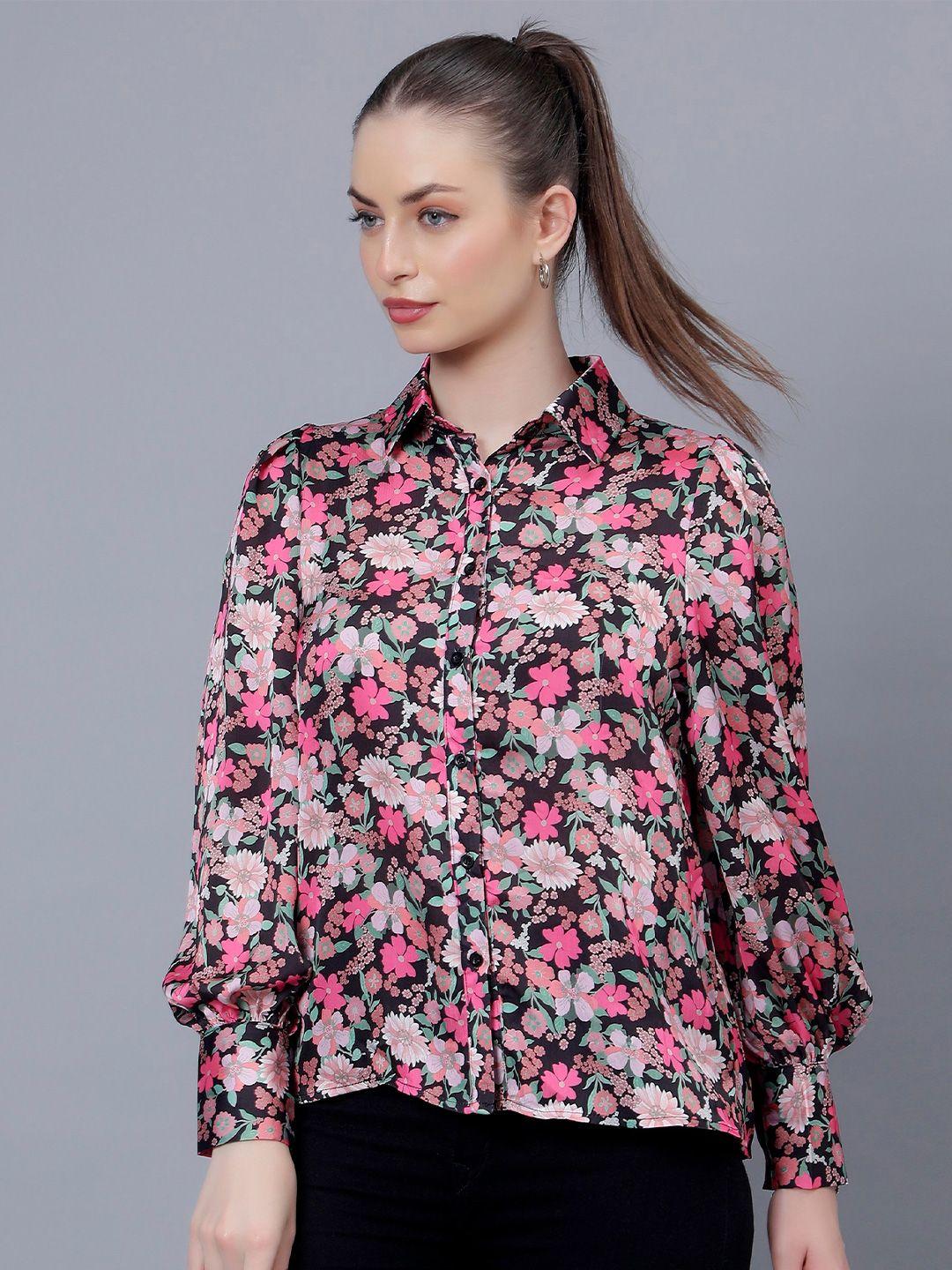 albion floral printed shirt collar shirt style top