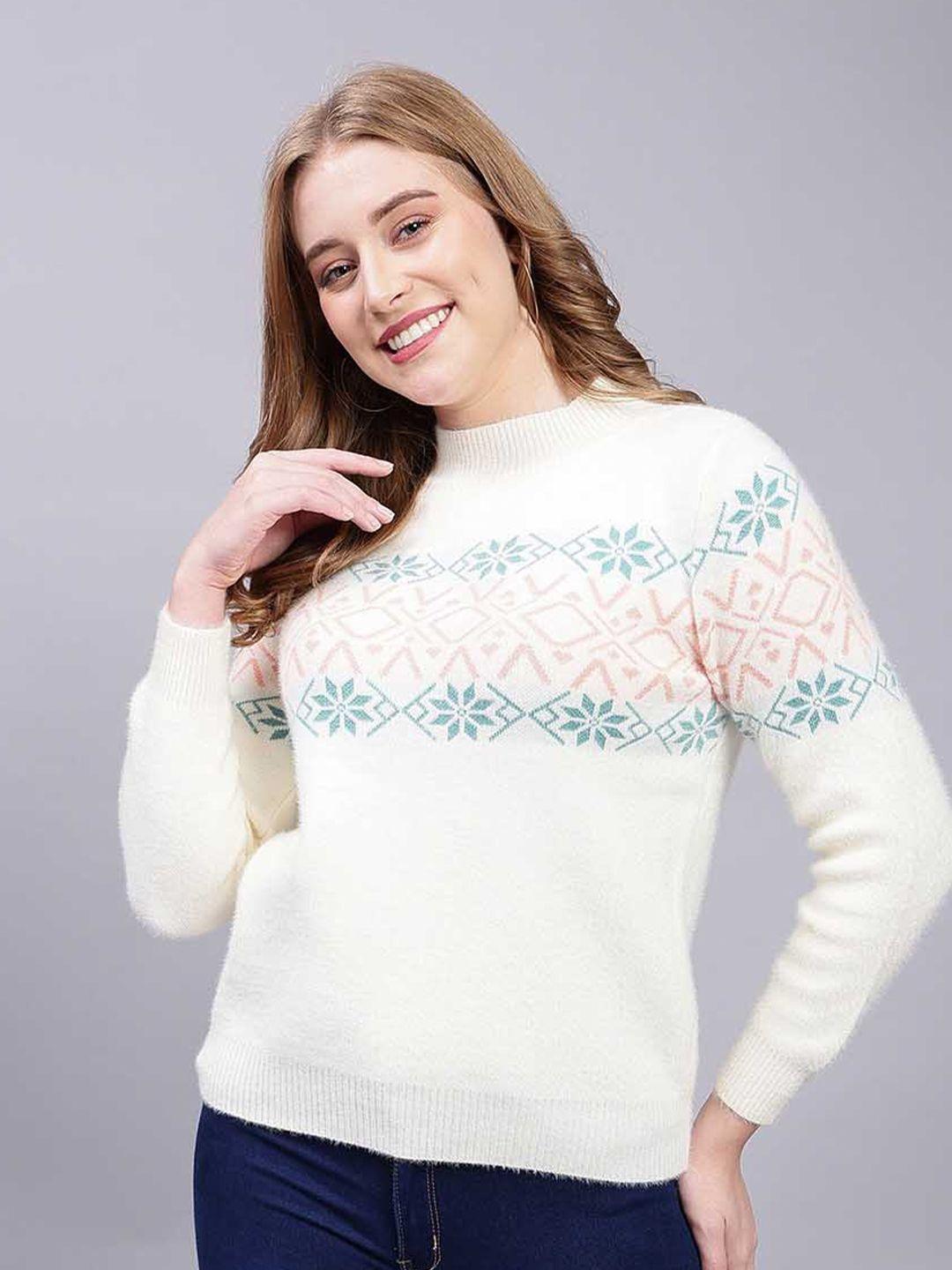 albion geometric printed high neck pure woollen pullover