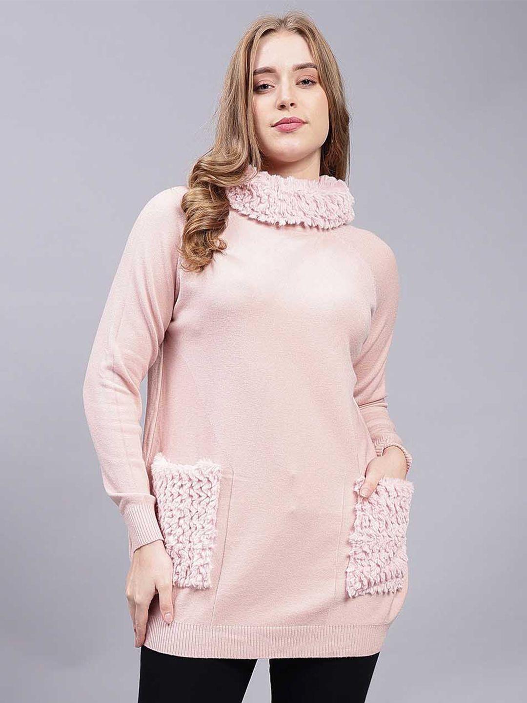 albion high neck fuzzy pure woollen longline pullover