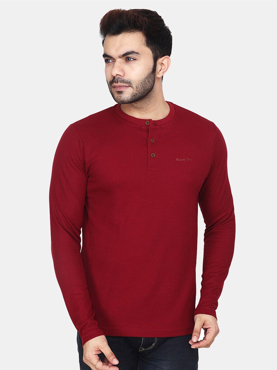 albion men maroon slim fit t-shirt