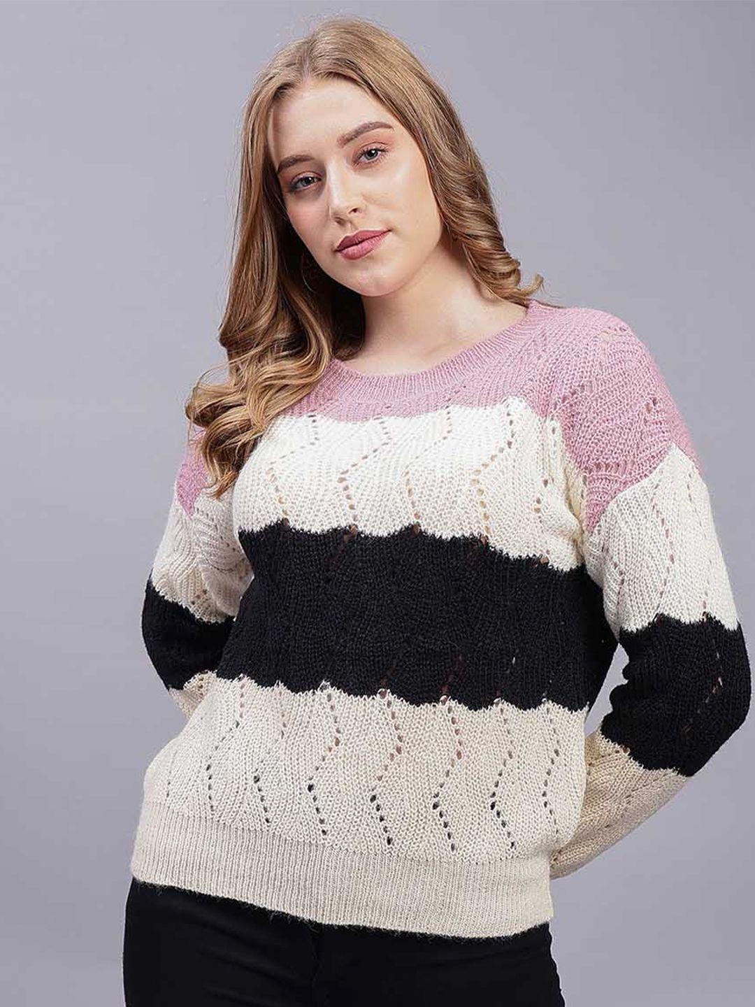 albion open knit self design woollen pullover