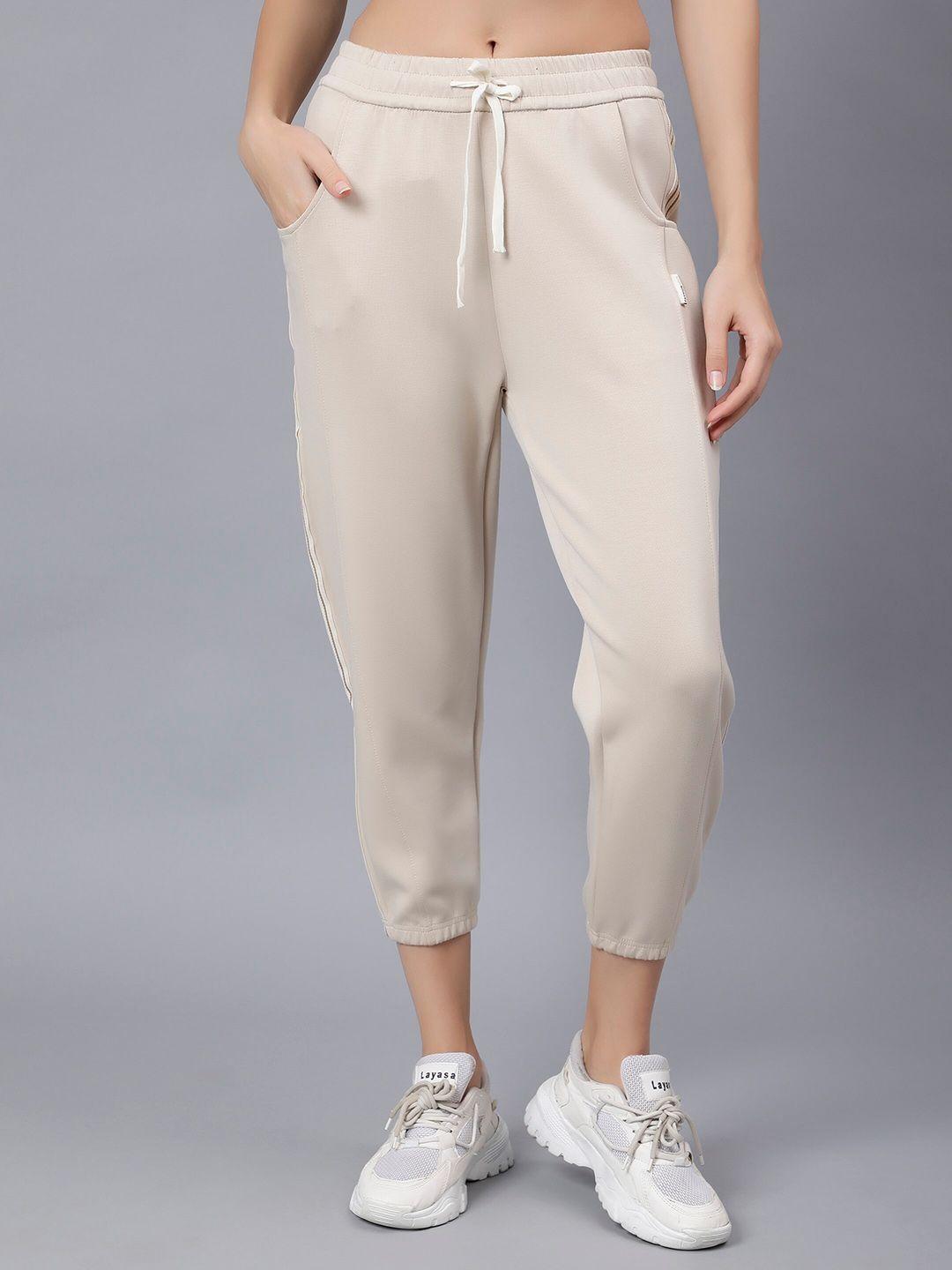 albion women mid-rise pure cotton cropped joggers