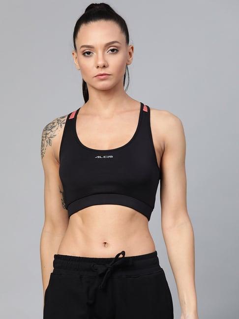 alcis black non wired padded sports bra