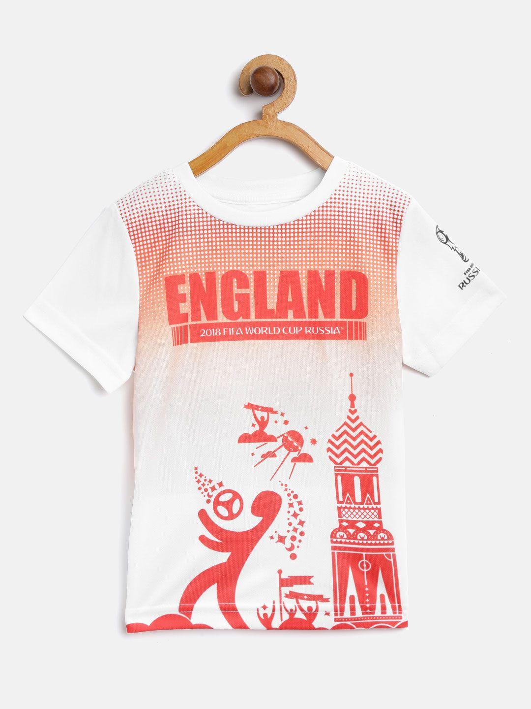 alcis boys white & red printed round neck jersey t-shirt