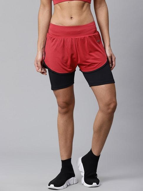 alcis-maroon-&-black-slim-fit-shorts