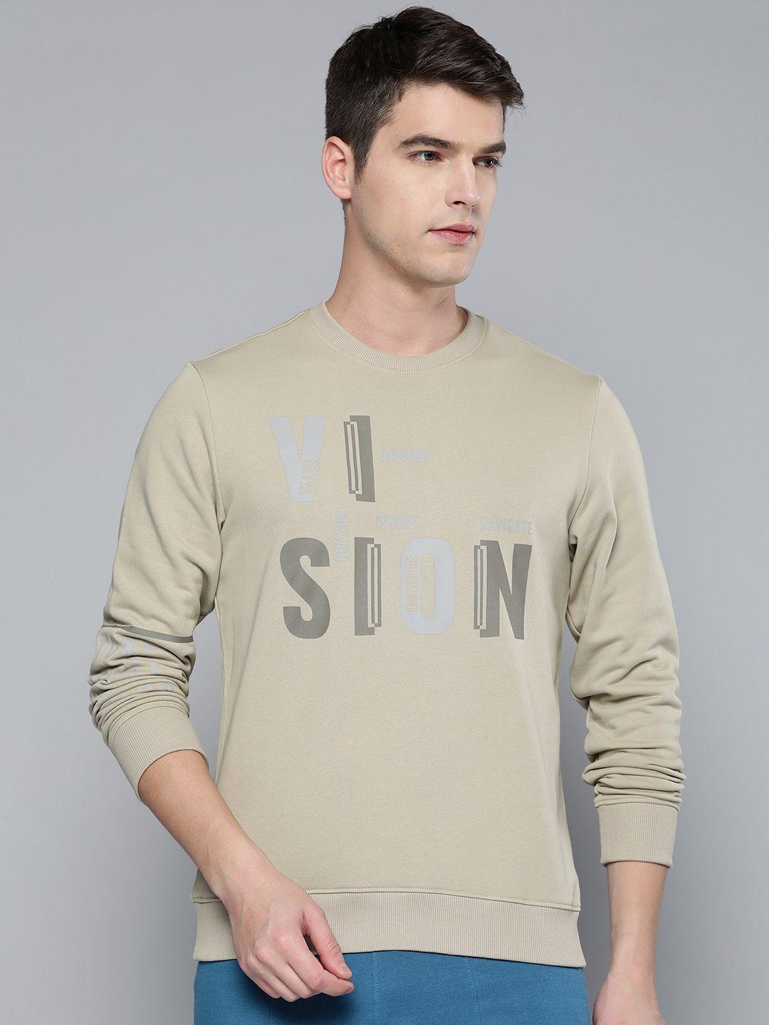 alcis men cream-coloured printed sweatshirt