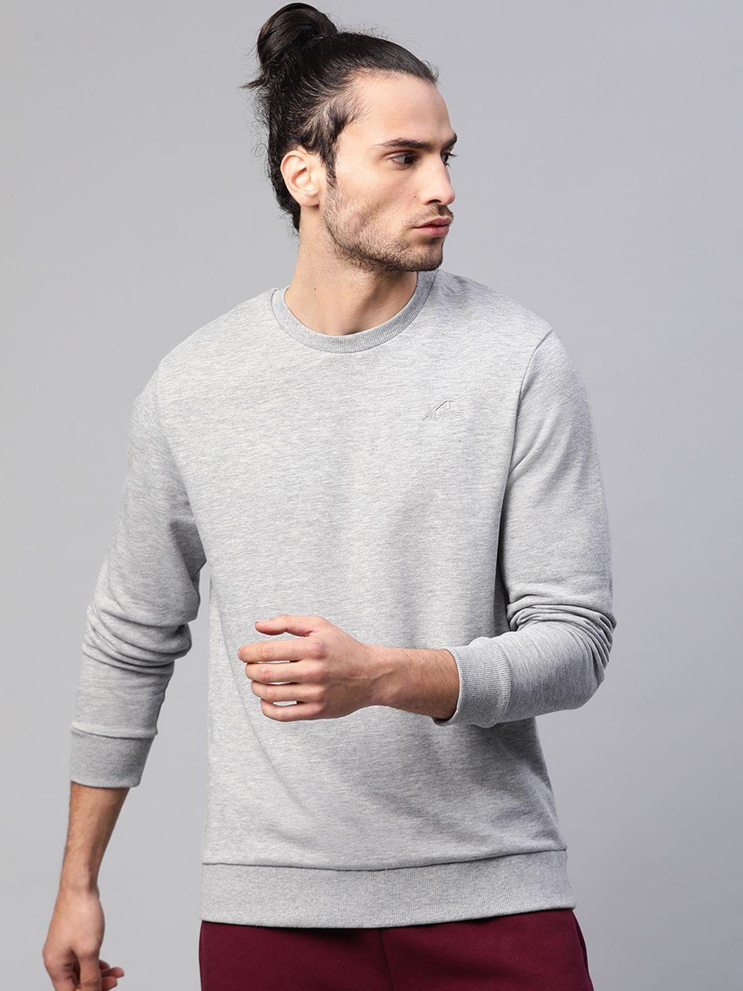 alcis men grey melange solid sweatshirt