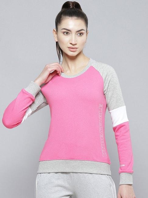 alcis pink color-block pullover