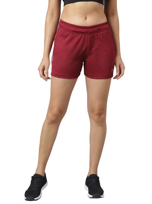 alcis plum red polyester printed sports shorts