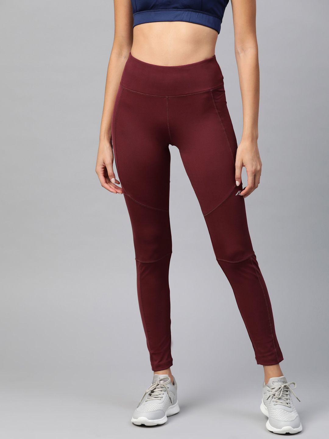 alcis women maroon solid cropped tights