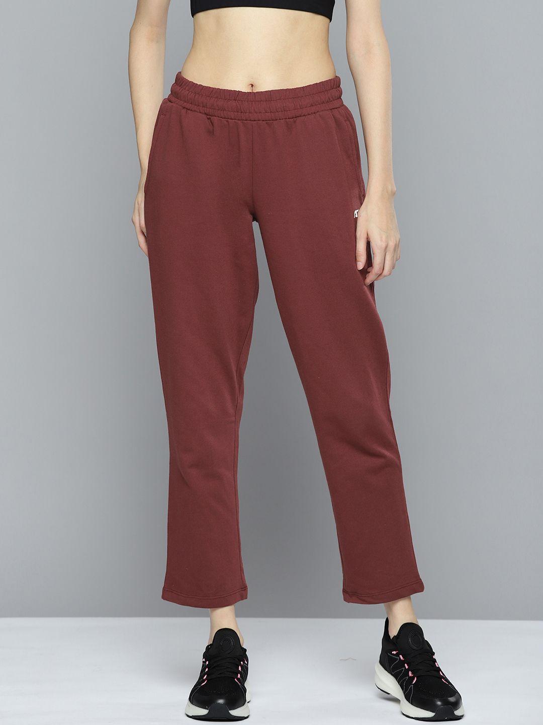 alcis-women-maroon-solid-track-pant
