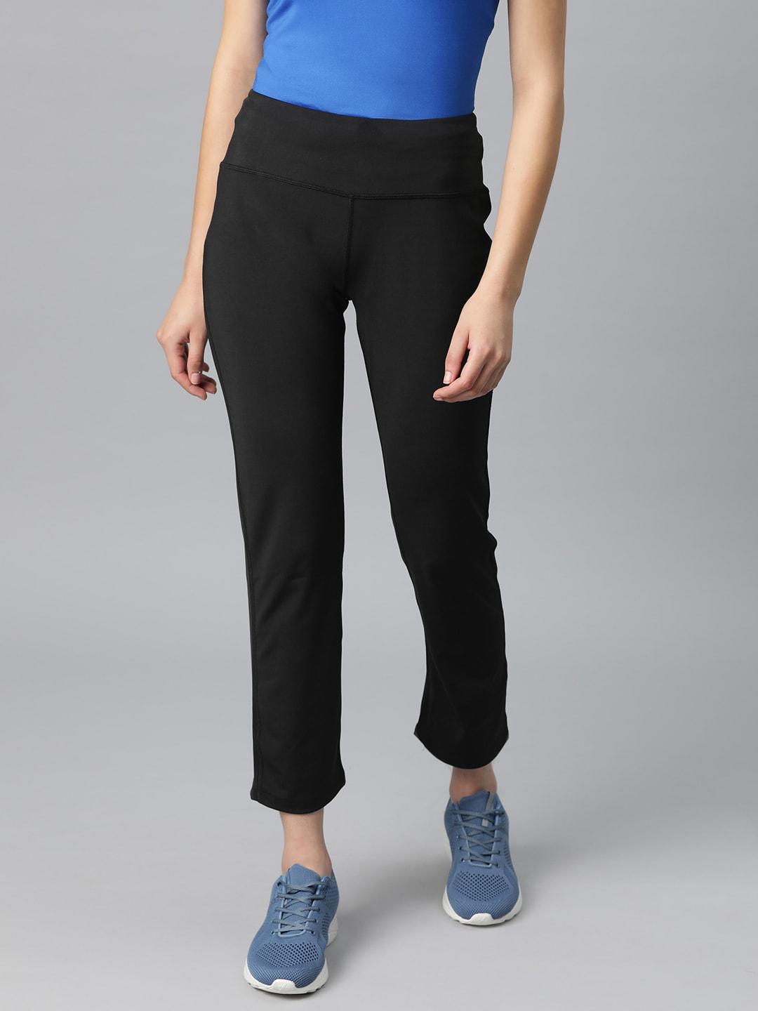 alcis-women-solid-black-track-pants