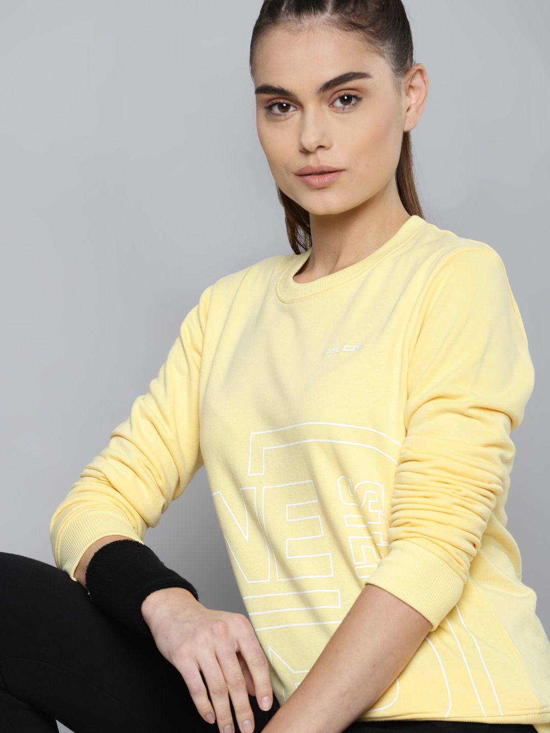 alcis women yellow printed sweatshirt